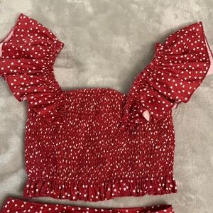 Two Piece Ruffled Heart Top & Skirt